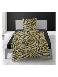 Satin-Bettwäsche-Set In Hellbraun/ Schwarz