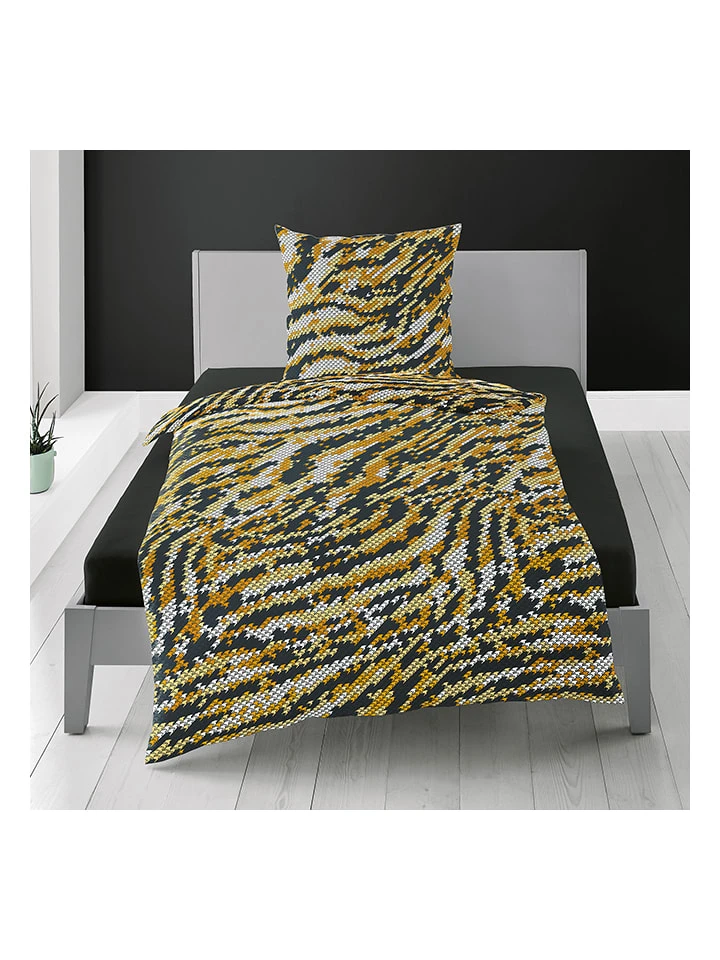 Satin-Bettwäsche-Set In Hellbraun/ Schwarz 1 Satin-Bettwäsche-Set In Hellbraun/ Schwarz