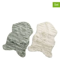 2er-Set: Dekofelle "Skoldi" In Creme/ Hellgrün - (L)90 X (B)60 Cm