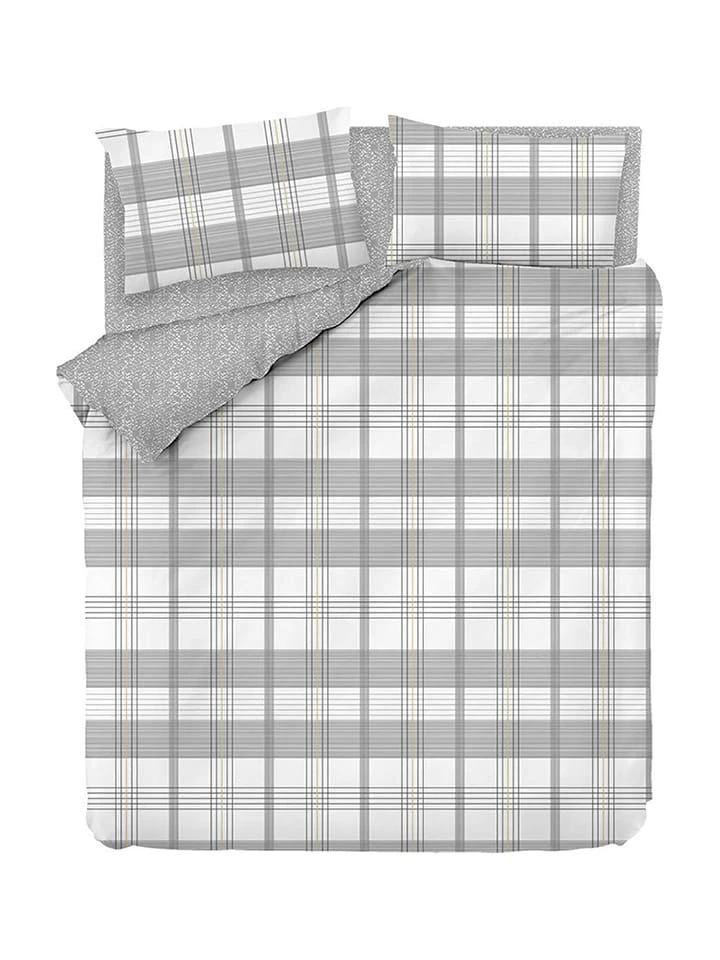 Renforcé-Bettwäsche-Set "My Home" In Weiß/ Grau 2 Renforcé-Bettwäsche-Set "My Home" In Weiß/ Grau – Bild 2
