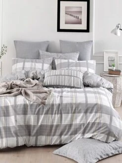 Renforcé-Bettwäsche-Set "My Home" In Weiß/ Grau