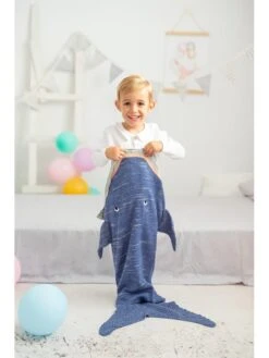 Beindecke "Haifisch" In Blau -Heimtextilien crochetts beindecke haifisch in blau 2