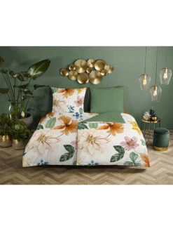 Satin-Bettwäsche-Set "Annabelle" In Bunt/ Grün -Heimtextilien descanso satin bettwasche set annabelle in bunt grun 2