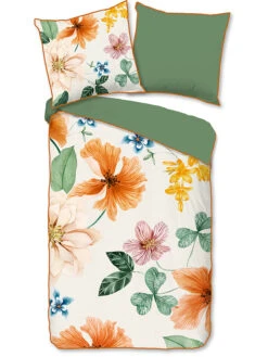 Satin-Bettwäsche-Set "Annabelle" In Bunt/ Grün