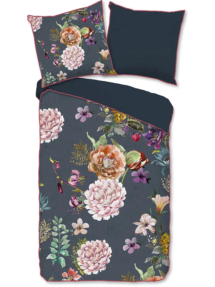 Satin-Bettwäsche-Set "Parma" In Anthrazit/ Bunt 1 Satin-Bettwäsche-Set "Parma" In Anthrazit/ Bunt
