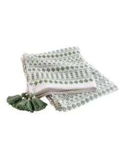 Überwurf "Maldives" In Weiß/ Khaki 7 Überwurf "Maldives" In Weiß/ Khaki -Heimtextilien douceur dinterieur uberwurf maldives in weiss khaki 3