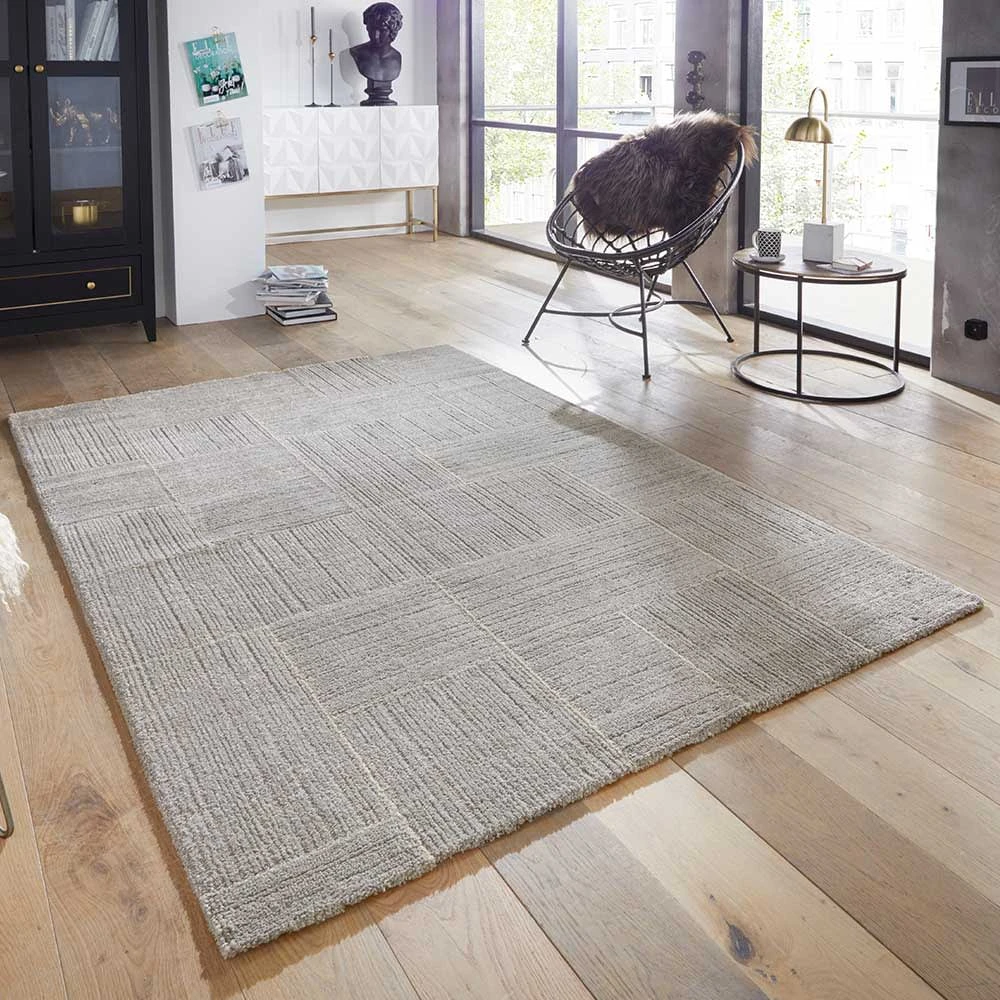 Kurzflor Teppich Castres Hellgrau Creme 5 Kurzflor Teppich Castres Hellgrau Creme – Bild 5