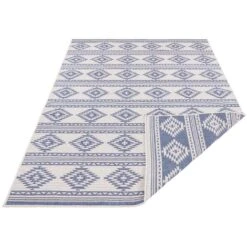 In- & Outdoor Wendeteppich Maple Blau Creme -Heimtextilien freundin home collection in and outdoor wendeteppich maple blau creme 2