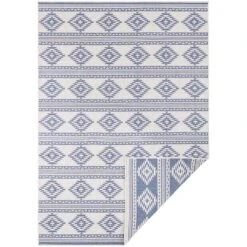 In- & Outdoor Wendeteppich Maple Blau Creme