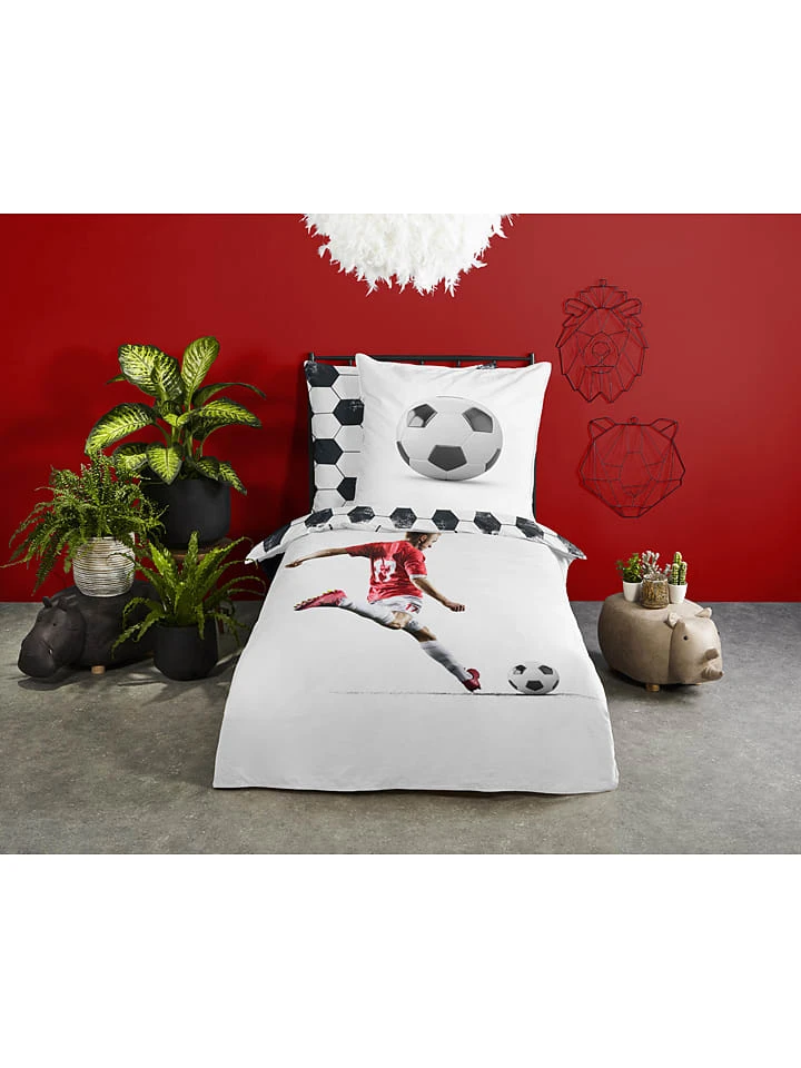 Renforcé-Bettwäsche-Set "Score" In Weiß 2 Renforcé-Bettwäsche-Set "Score" In Weiß – Bild 2