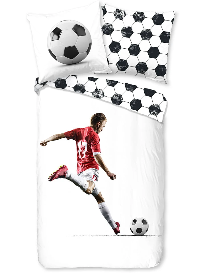 Renforcé-Bettwäsche-Set "Score" In Weiß 1 Renforcé-Bettwäsche-Set "Score" In Weiß