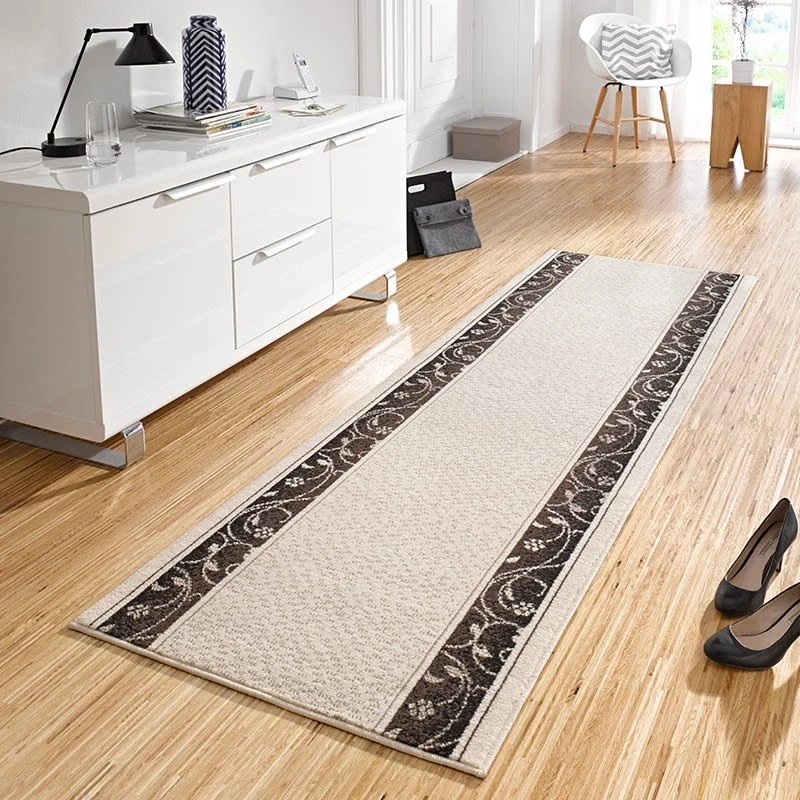 Kurzflor Teppich Läufer Plant Creme 2 Kurzflor Teppich Läufer Plant Creme – Bild 2