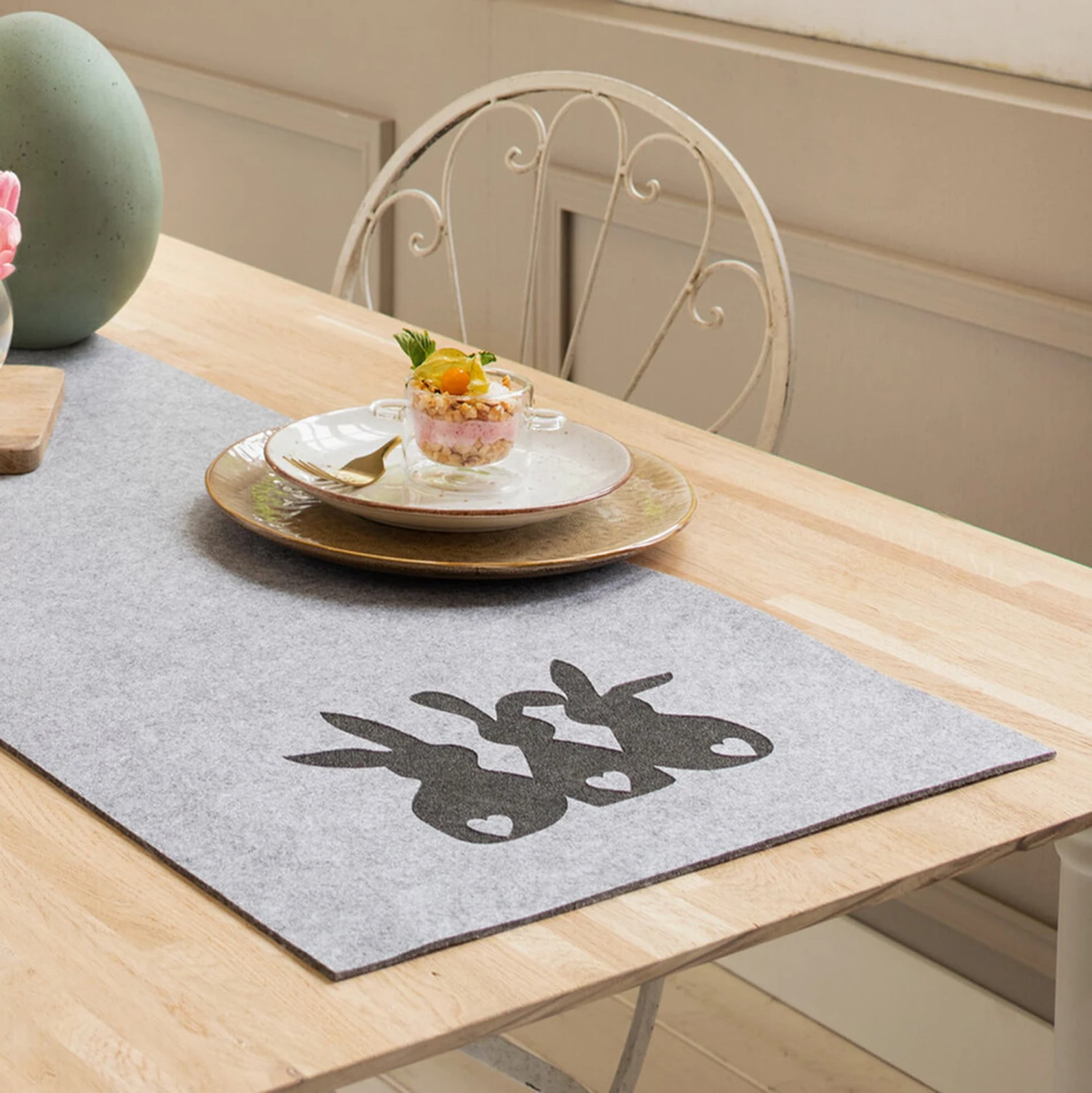 Spar-Set 2x Tischläufer "Hasentrio", 40 X 140 Cm In Grau 2 Spar-Set 2x Tischläufer "Hasentrio", 40 X 140 Cm In Grau – Bild 2