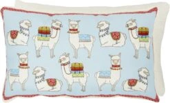 Kissen (Textil) "HAPPY LAMAS " In Hellbau 30X50 Cm