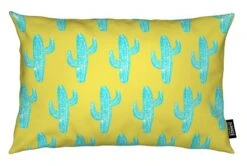 Kissen "Cacti Desert Blue" In Gelb & Grün