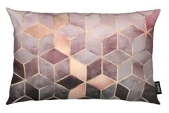 Kissen "Pink Grey Gradient Cubes" In Grau & Rosa