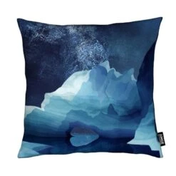 Kissen "Polar Bear By Night" In Blau & Türkis