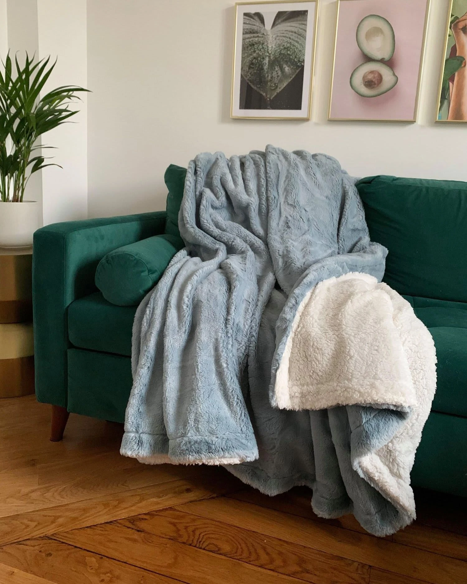 XL Kunstfell Wohndecke In Blau - (L)240 X (B)220 Cm 2 XL Kunstfell Wohndecke In Blau - (L)240 X (B)220 Cm – Bild 2