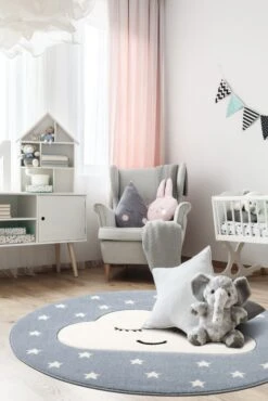 Teppich SMILEY CLOUD Rund In Blau -Heimtextilien livone teppich smiley cloud rund in blau 3