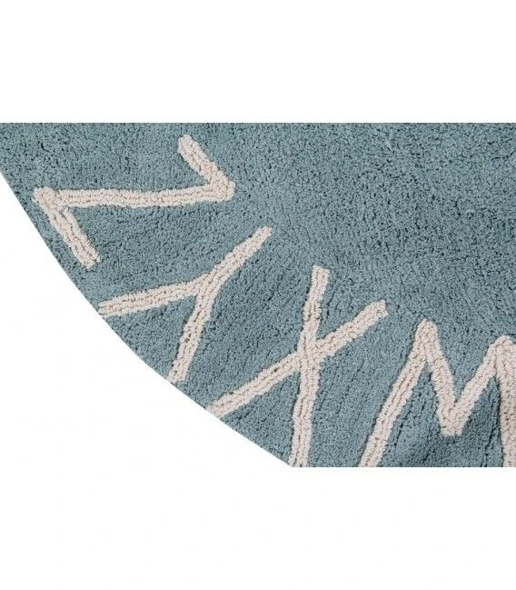 Lorena Canals Teppich "Round ABC" In Beige/Vintage Blau - 150x150 Cm 2 Lorena Canals Teppich "Round ABC" In Beige/Vintage Blau - 150x150 Cm – Bild 2