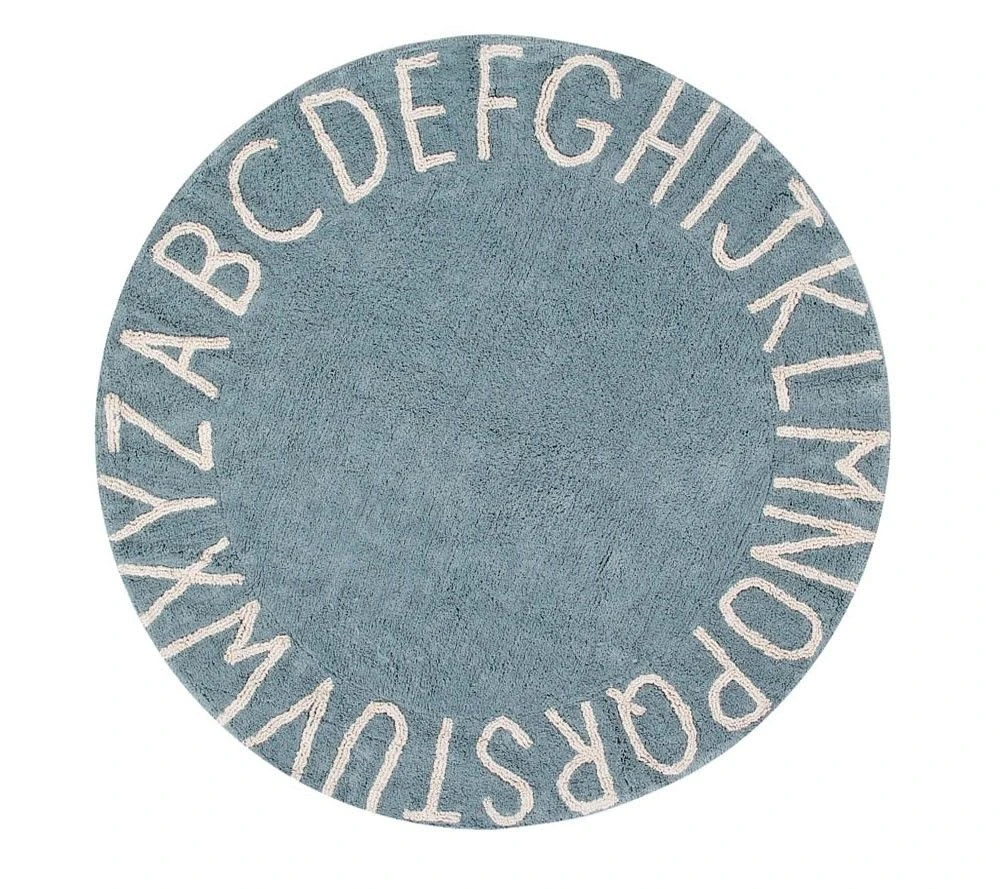 Lorena Canals Teppich "Round ABC" In Beige/Vintage Blau - 150x150 Cm 1 Lorena Canals Teppich "Round ABC" In Beige/Vintage Blau - 150x150 Cm