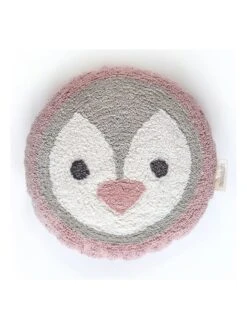Kissen "Pinguin" In Grau/ Rosa - Ø 40 Cm
