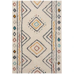 Hochflor Teppich DISA Creme Bunt