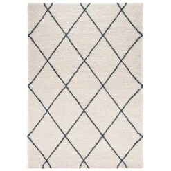 Hochflor Teppich Feel Creme Petrolgrün