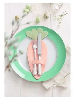 Moses 4er-Set: Bestecktaschen "Möhre" In Rosa/ Grün -Heimtextilien moses 4er set bestecktaschen mohre in rosa grun 2