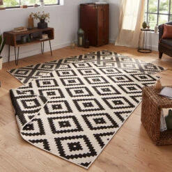 In- & Outdoor Teppich Malta Schwarz Creme -Heimtextilien northrugs in and outdoor teppich malta schwarz creme 4