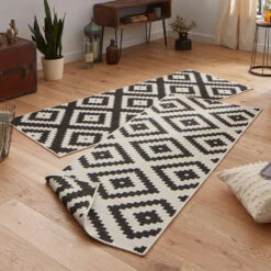 In- & Outdoor Teppich Malta Schwarz Creme -Heimtextilien northrugs in and outdoor teppich malta schwarz creme 6