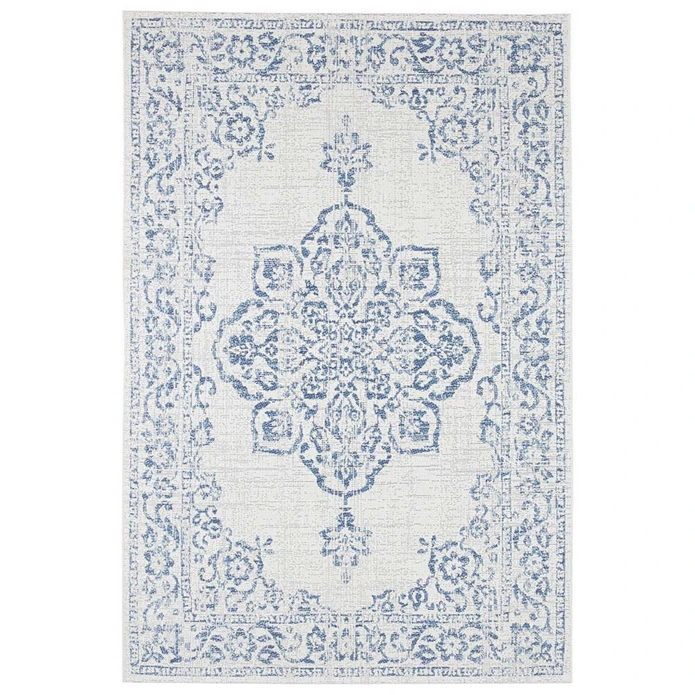 In- & Outdoor Teppich Tilos Creme Jeansblau 1 In- & Outdoor Teppich Tilos Creme Jeansblau