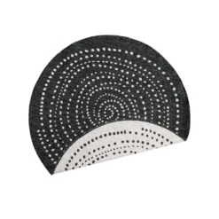 In- & Outdoor Wendeteppich Bali Schwarz Creme, Rund