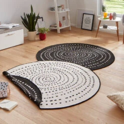 In- & Outdoor Wendeteppich Bali Schwarz Creme, Rund 9 In- & Outdoor Wendeteppich Bali Schwarz Creme, Rund -Heimtextilien northrugs in and outdoor wendeteppich bali schwarz creme rund 4