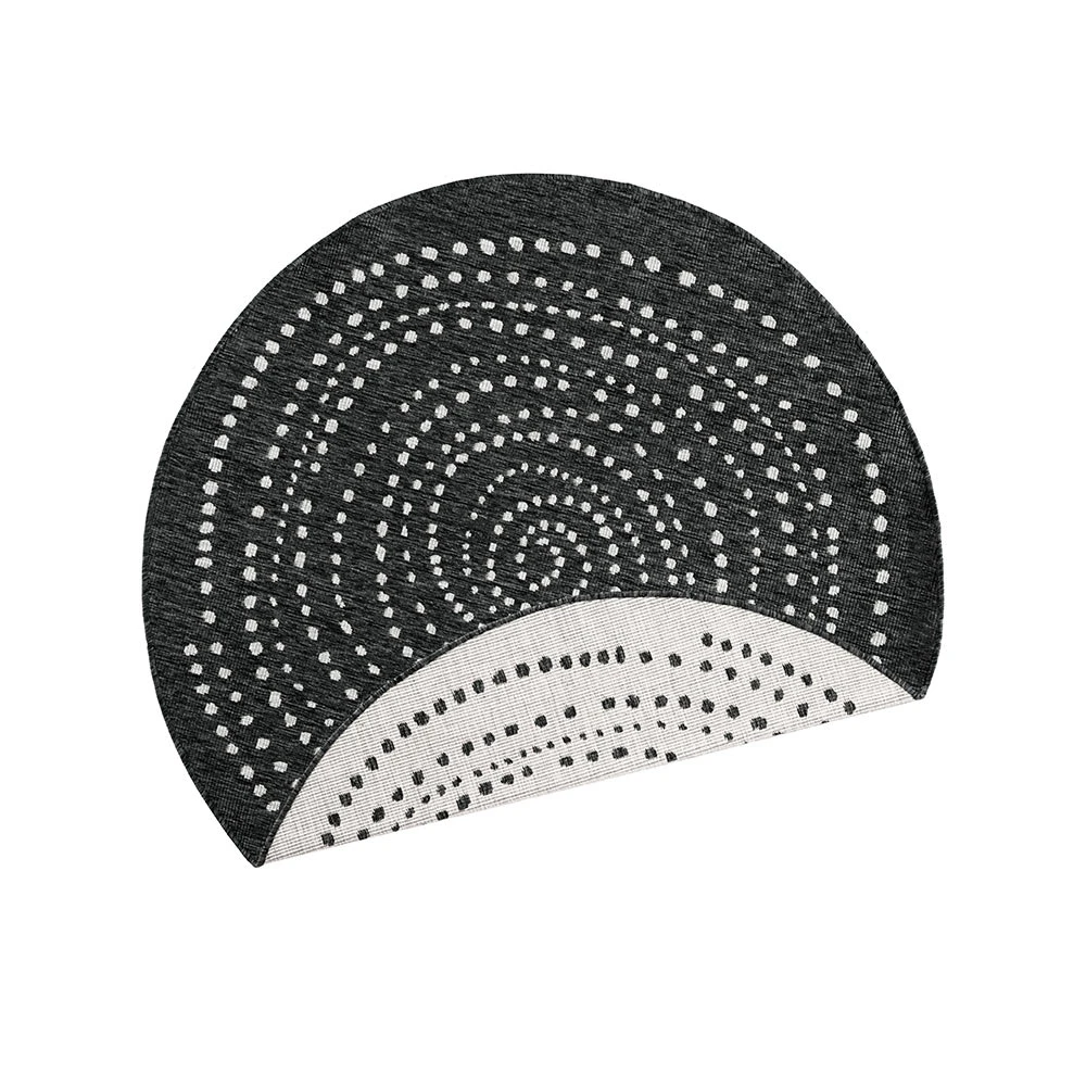In- & Outdoor Wendeteppich Bali Schwarz Creme, Rund 1 In- & Outdoor Wendeteppich Bali Schwarz Creme, Rund