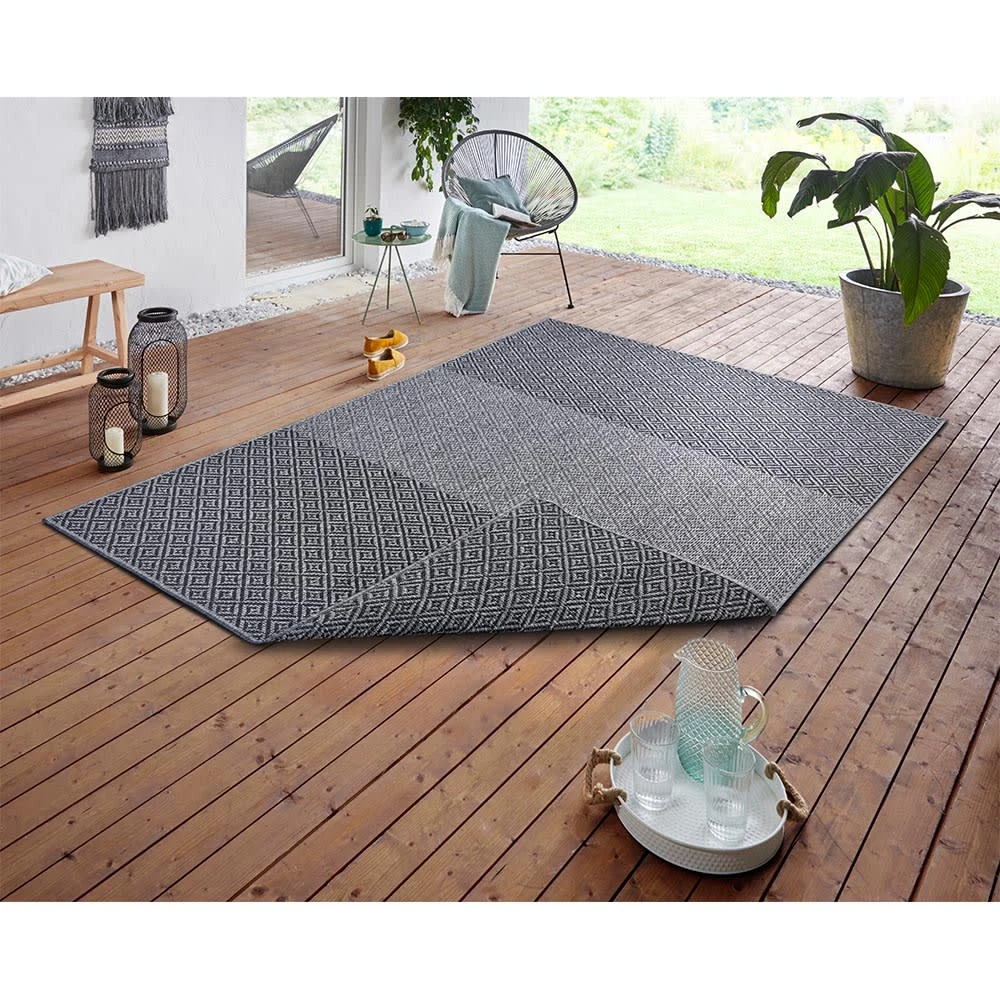 In- & Outdoor Wendeteppich Borneo Schwarz Silber 2 In- & Outdoor Wendeteppich Borneo Schwarz Silber – Bild 2