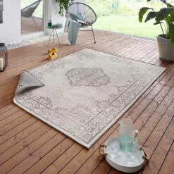 In- & Outdoor Wendeteppich Cebu Grau Creme -Heimtextilien northrugs in and outdoor wendeteppich cebu grau creme 3