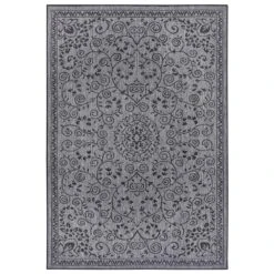 In- & Outdoor Wendeteppich Leyte Schwarz Silber