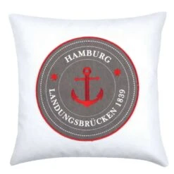 Kissen SEA Hamburg Landungsbrücken Grau