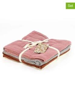 4er-Set: Musselin-Decken In Rosa/ Rostrot - (L)100 X (B)75 Cm