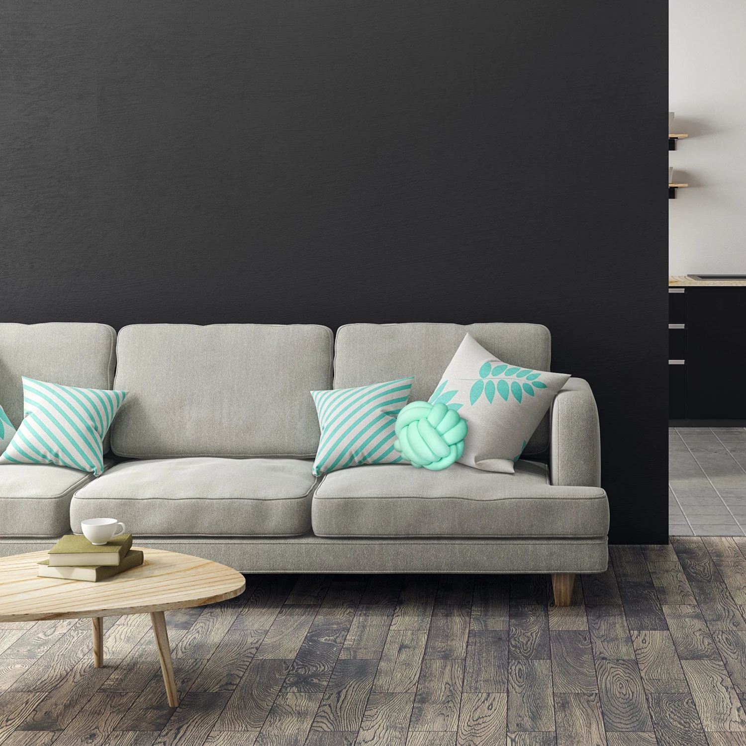 1x Knotenkissen In Mint - Ø 25 Cm 2 1x Knotenkissen In Mint - Ø 25 Cm – Bild 2