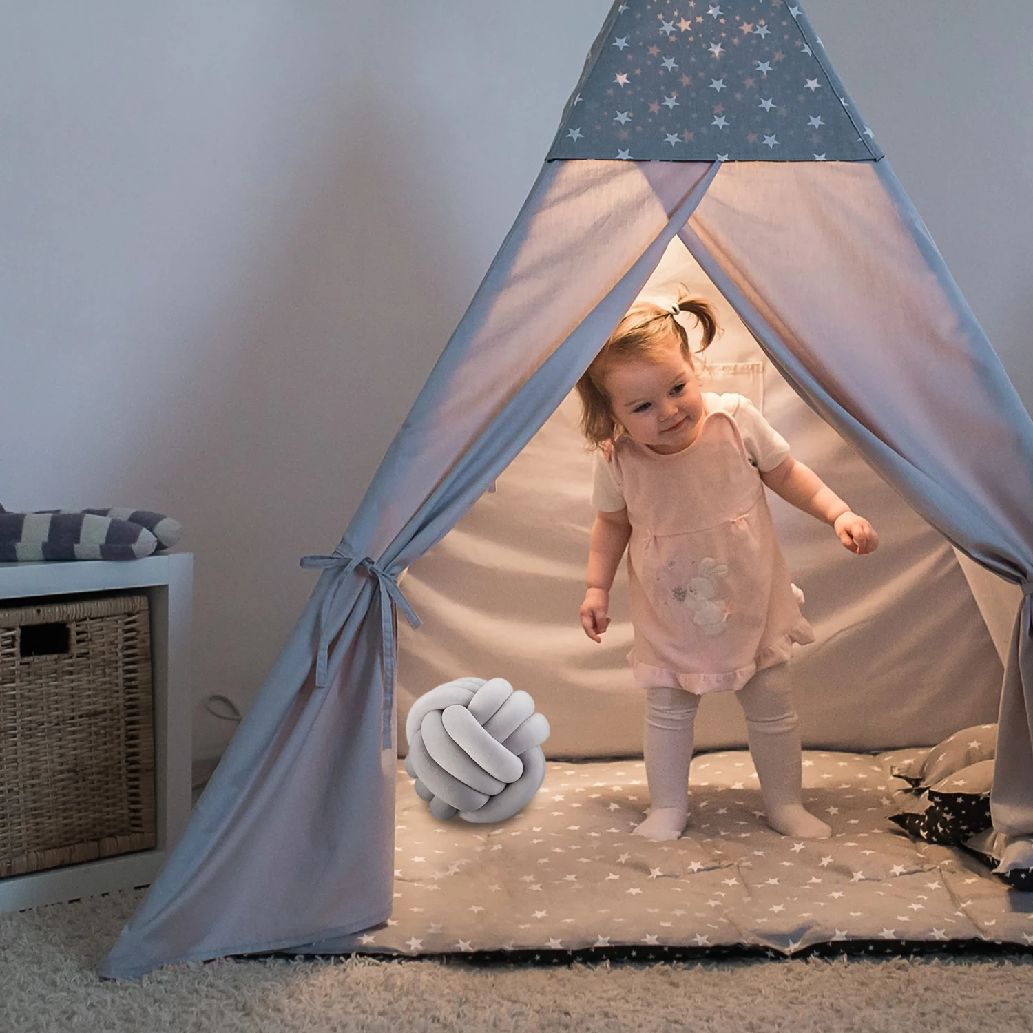 1x Knotenkissen In Mint - Ø 25 Cm 3 1x Knotenkissen In Mint - Ø 25 Cm – Bild 3