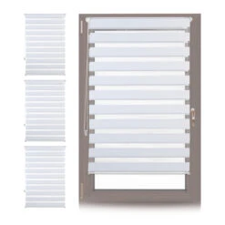 4x Doppelrollo In Weiß - (B)81 X (H)156 Cm