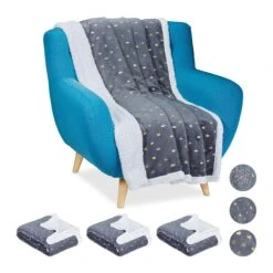 4x Kuscheldecke In Grau/ Weiß - (B)150 X (T)200 Cm