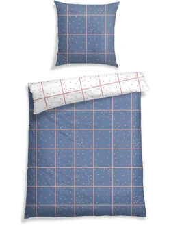 Schiesser Renforcé-Bettwäsche-Set "Kitty" In Blau/ Weiß