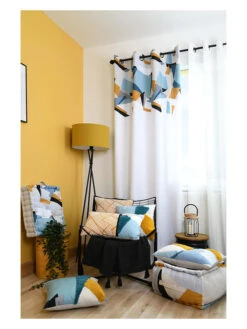 Ösenvorhang "Quadro" In Weiß/ Bunt - (L)260 X (B)140 Cm -Heimtextilien stof france osenvorhang quadro in weiss bunt l 260 x b 140 cm 3