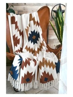 Plaid "Magdalena" In Weiß/ Hellbraun - (L)150 X (B)130 Cm