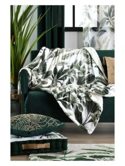 Plaid "Topiary" In Weiß/ Grün - (L)160 X (B)130 Cm