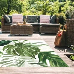 Vinyl-Teppich - Aquarell Tropisches Arrangement Mit Monstera In Grün -Heimtextilien wallart vinyl teppich aquarell tropisches arrangement mit monstera in grun 4