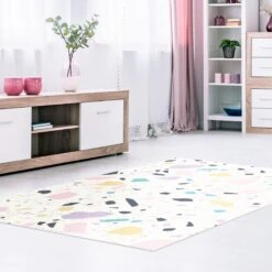 Vinyl-Teppich - Detailliertes Terrazzo Muster Capri In Bunt -Heimtextilien wallart vinyl teppich detailliertes terrazzo muster capri in bunt 3